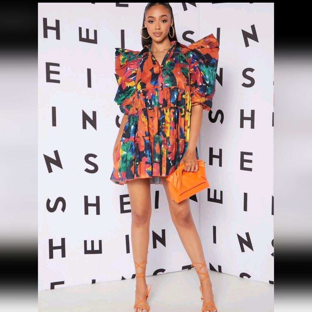 SHEIN Multicolor Abstract Midi Dress